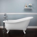 Vintage Tub & Bath Aurora 54 Inch Acrylic Slipper Clawfoot Tub - Rim Faucet Drillings - Imperial Ball & Claw Feet
