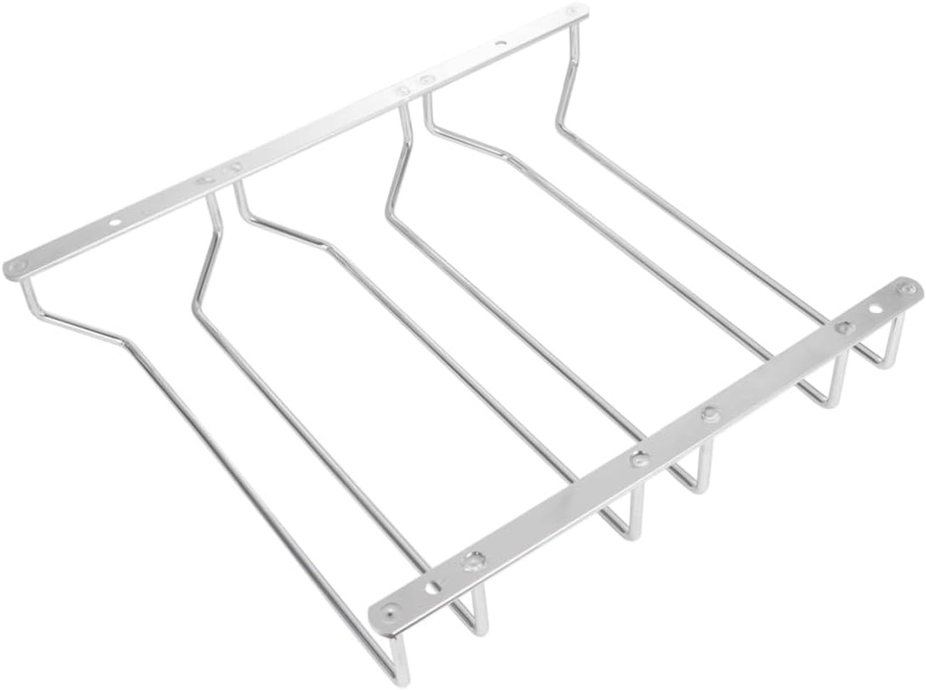 Cabilock Goblets Hanging Rack Stemware Organizer for under Cabinet Storage Three Rows Wine Glass Holder for Kitchen and Bar Easy to Install Clutter