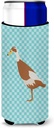 Caroline's Treasures Indian Runner Duck Blue Check Decorative Hugger, Slim Can, Multicolor
