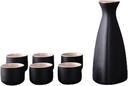 Sake Set Japanese Sake Pot Set Traditional Sake Cup Porcelain Pottery Ceramic Crafts Wine Glasses Cups 7 Piece,C,practical