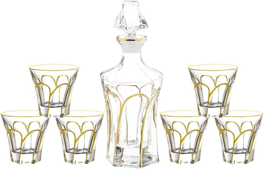 Irregular Cup Set Bohemian Bottle Wine Bottle Set Brandy Vodka Set Wine Glass Set(D)