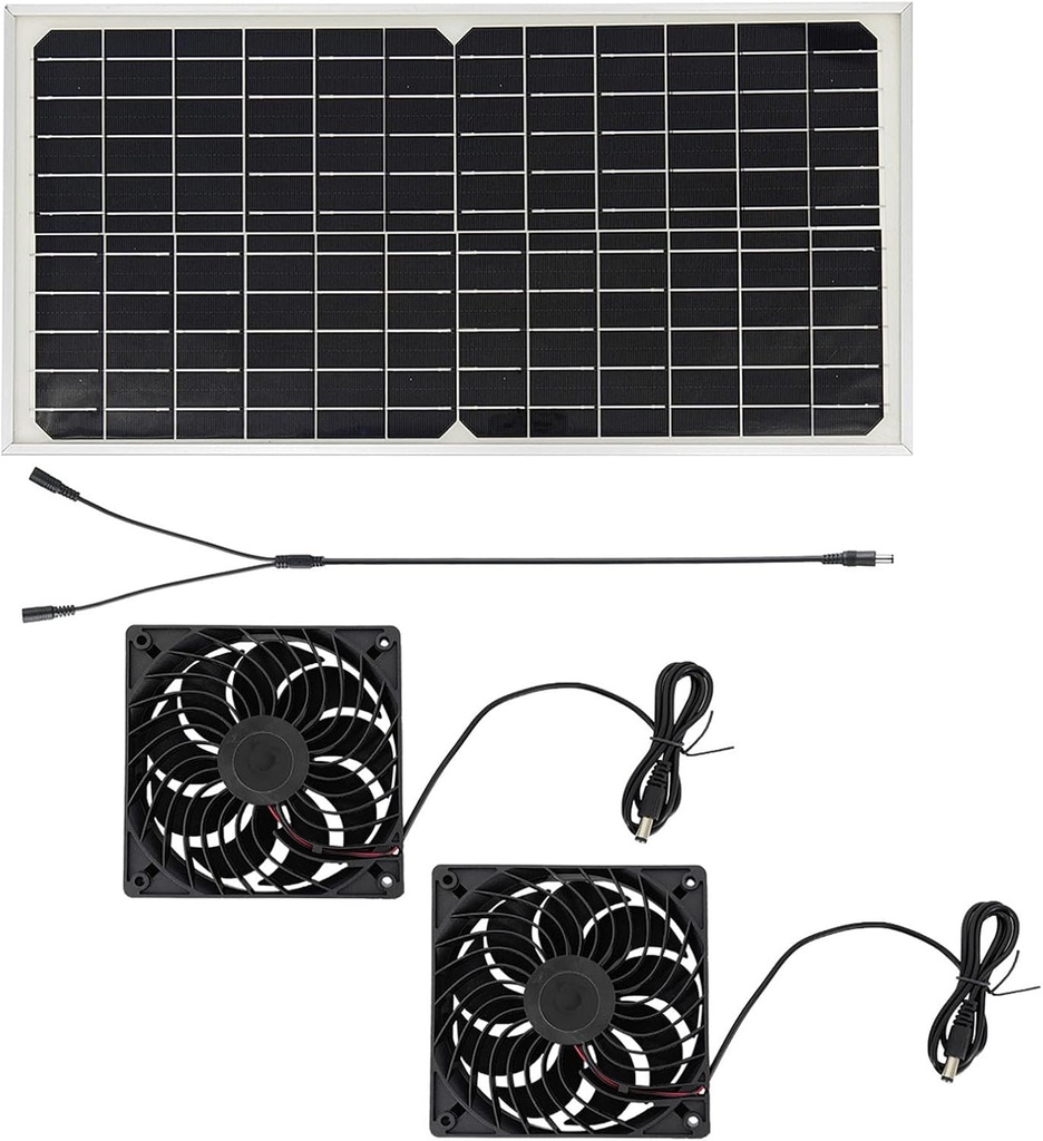 Solar Powered Exhaust Fan Set 16W Monocrystalline Silicon Efficient Ventilation Fans for Pet House Chicken Coops