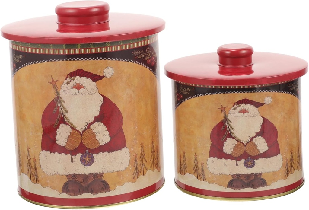 Christmas Cookie Jar Set Metal Candy Containers Xmas Biscuits Treat Box Storage Box for Snacks