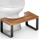BLUEWEST Poop Stool, Acacia Wood Toilet Stool with Strong Steel Frame for Potty Training, 7 Inch Bathroom Step, Durable/Sturdy Support for Adults with Non-Slip Design