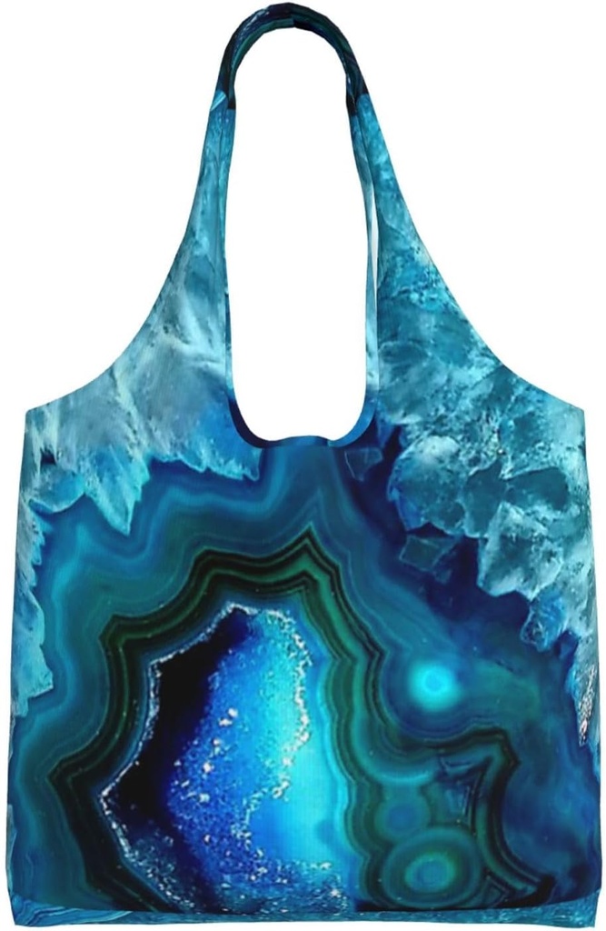 Tote Bag Kitchen Reusable Grocery Bags Bright Aqua Blue Canvas Tote Bag Aesthetic Reusable Shoulder Bag For Gym, Travel, Work