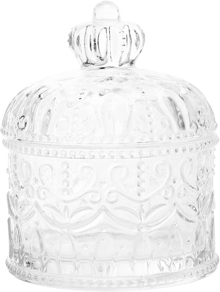 Elegant Glass Handicraft Jewelry Box Candy Jar Decorative Storage Display Box