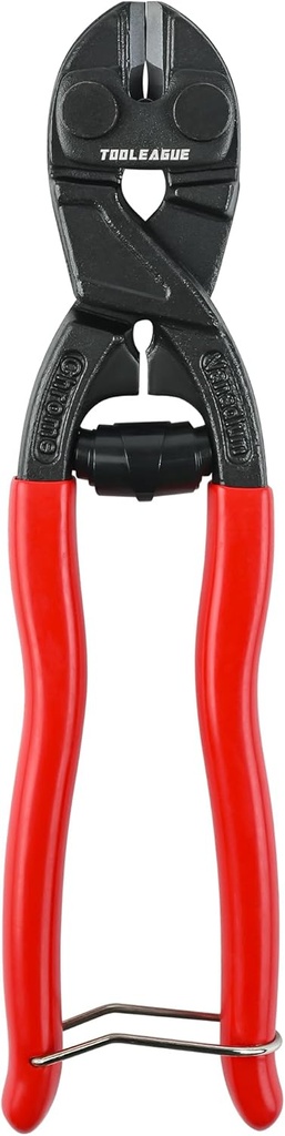 TOOLEAGUE 8-inch Mini Bolt Cutter with Recess and Spring,CR-V Blade, Security Lock,Compact Bolt Cutters with Comfortable Grip,Easily Cut Locks, Barbed Wire, Thick Wire,Rods, Chain