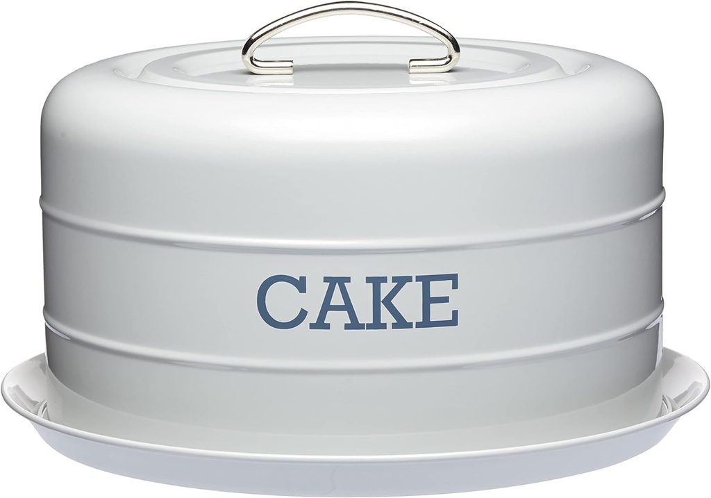 KitchenCraft Living Nostalgia Cake Tin Storage, Airtight Storage Tin/Dome, 28.5 x 18 cm - French Grey