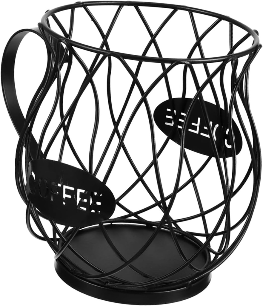 GLEAVI Iron Fruit Basket Coffee Capsule Holder Black Metal Storage Organizer for Coffee Capsules Stylish Fruit Display Kitchen and Dining Use