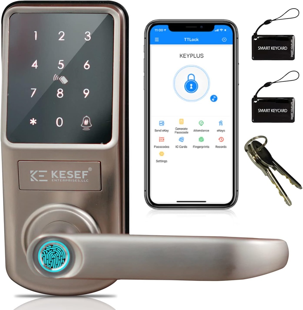 Smart Lock, Keypad Door Lock, Keyless Door Lock, Fingerprint Door Lock, Biometric Door Lock, Keypad Entry Door Lock, Passcode Code Door Lock, Digital Smart Door Lock (Nickle)