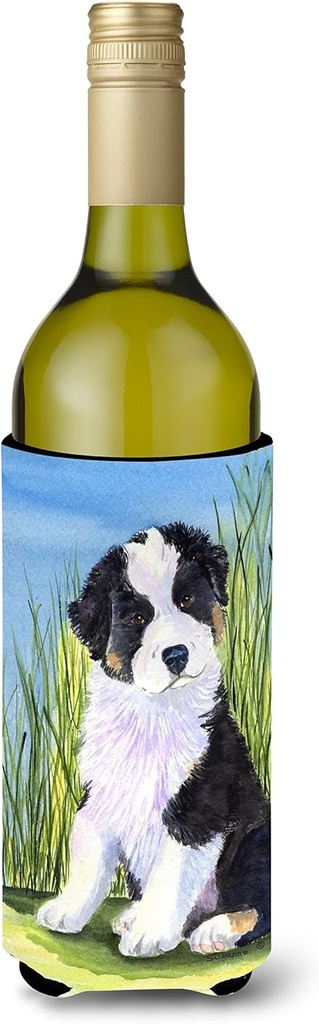 Caroline's Treasures SS8372LITERK Australian Shepherd Wine Bottle Hugger Bottle Cooler Sleeve Hugger Machine Washable Collapsible Insulator Beverage Insulated Holder