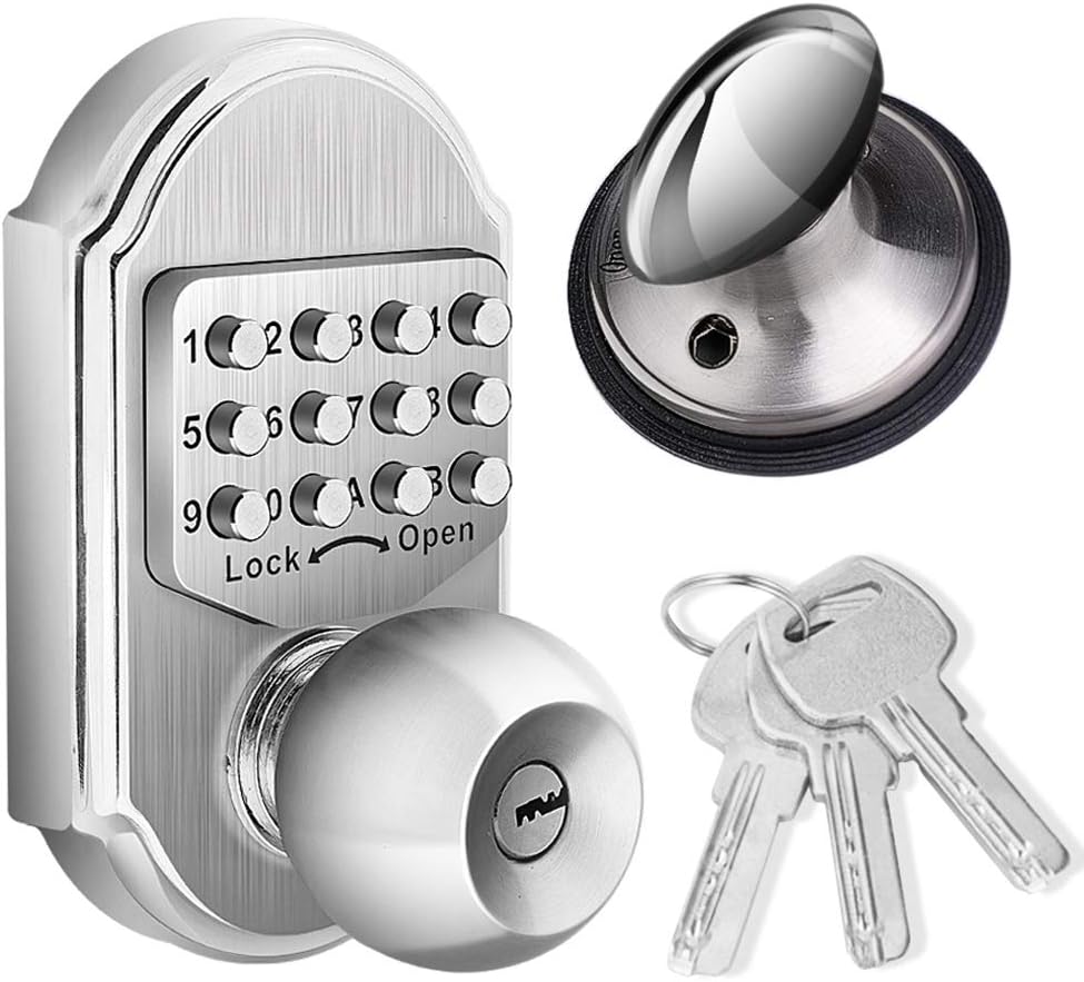 Bravex Keyless Entry Door Lock Deadbolt Keypad Sabbath Lock Stainless Steel 100% Mechanical Pass Code/Key No Risk of Low Power