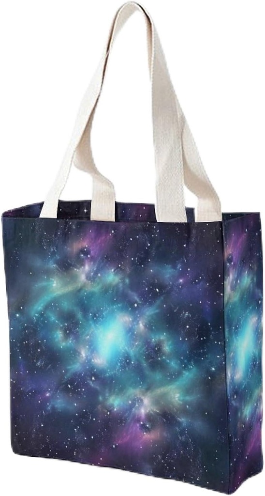 Canvas Tote Bag for Women Reusable Grocery Bag Starry Sky Pattern Shopping Bags Casual Shoulder Bag Handbag