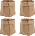 Muka 4 Pack Washable Kraft Paper Bag, Cosmetic Organizer Makeup Brush Cup Holder 4-3/4 x 4-3/4 x 8-3/4 Inch