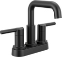 Delta Nicoli Centerset Matte Black Bathroom Faucet, 4 Inch 3 Hole Bathroom Sink Faucet for Vanity, Push-Pop Drain Assembly, Matte Black 25849LF-BL