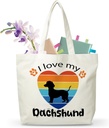 I Love My Puppy Themed Grocery Bag, Rainbow Puppy Reusable Shopping Bag, Gifts For Women French Dog Mom Dog Owner