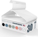 Neaties Plastic Hangers 30 Pack – Made in The USA – 6lb Capacity Standard Clothes Hangers with Strap Hooks for Dresses, Lingerie, Shirts, Pants, and Jackets – White