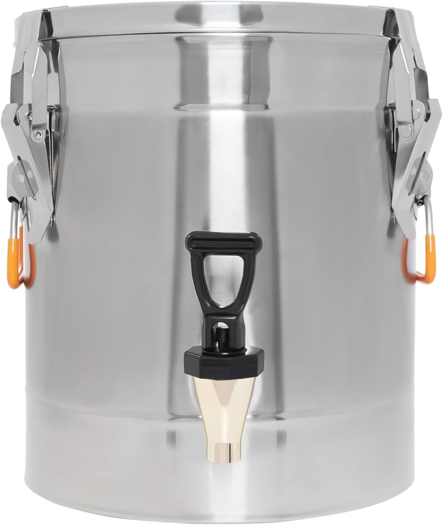10L Stainless Steel Insulated Beverage Dispenser with Faucet, Tabletop 48H Insulation Barrel with Lid, Portable Water Bucket for Party, Outdoor Picnic, Travel, Cafe, Buffet, Restaurant (10L)