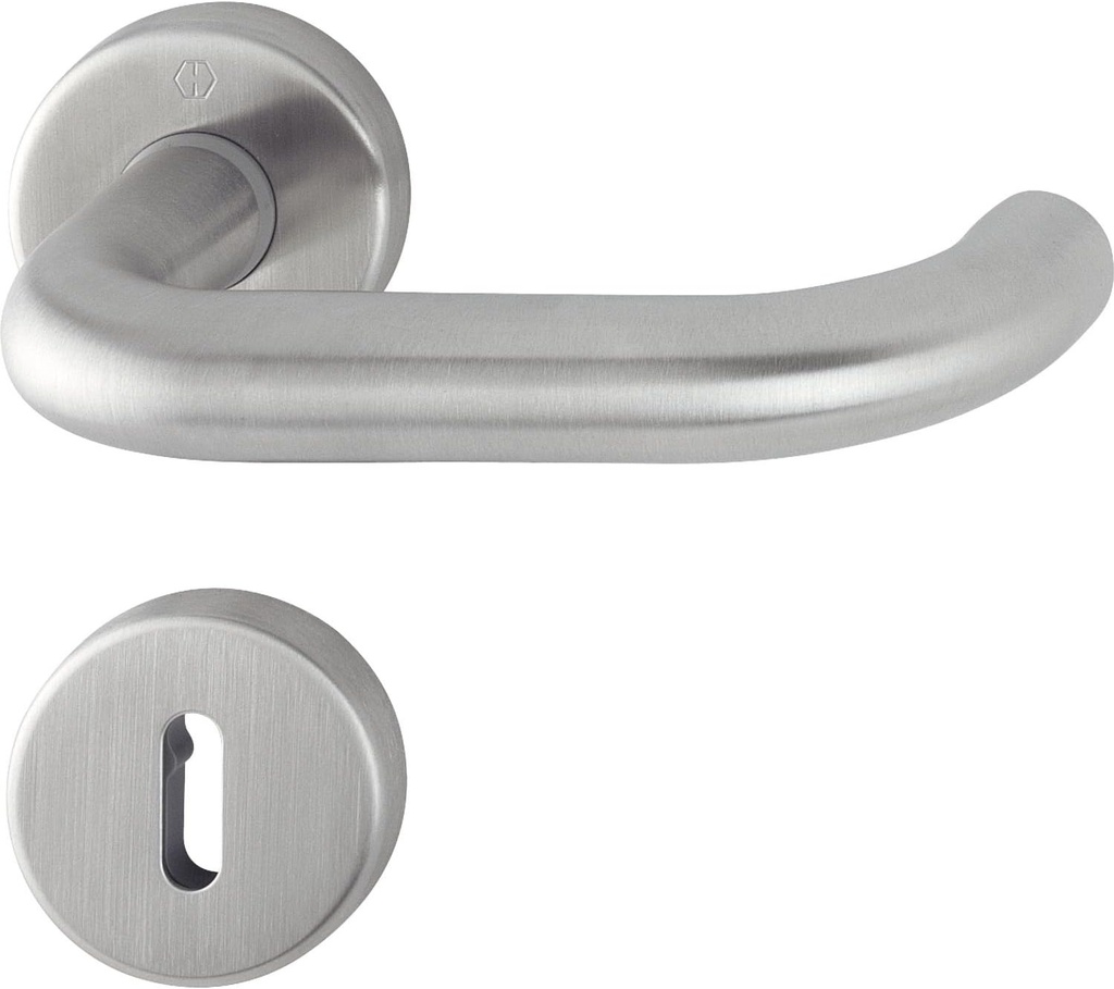 HOPPE Paris Door Handle Set with Rosette BB Deadlock – Satin Stainless Steel 3286307