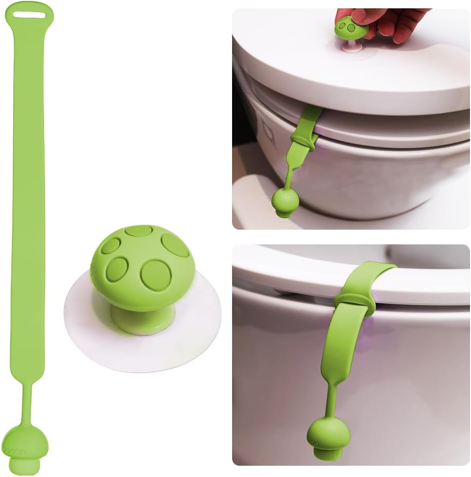 Toilet Seat Lift Handle, Toilet Lid Lifter, Avoid Touching the Toilet Lid, for Home, Office, and Toilet Training - Easy to Use, 2 Piece Set (Green)