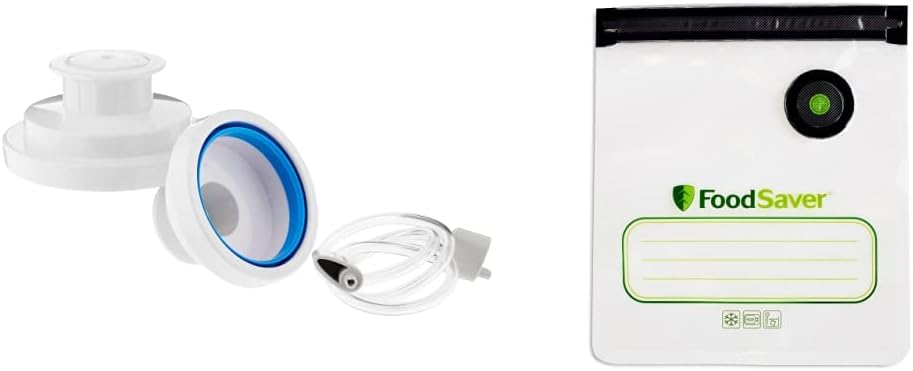 FoodSaver Plastic Jar Sealer Bundle for Vacuum Sealing Jars and Reusable Storage Bags