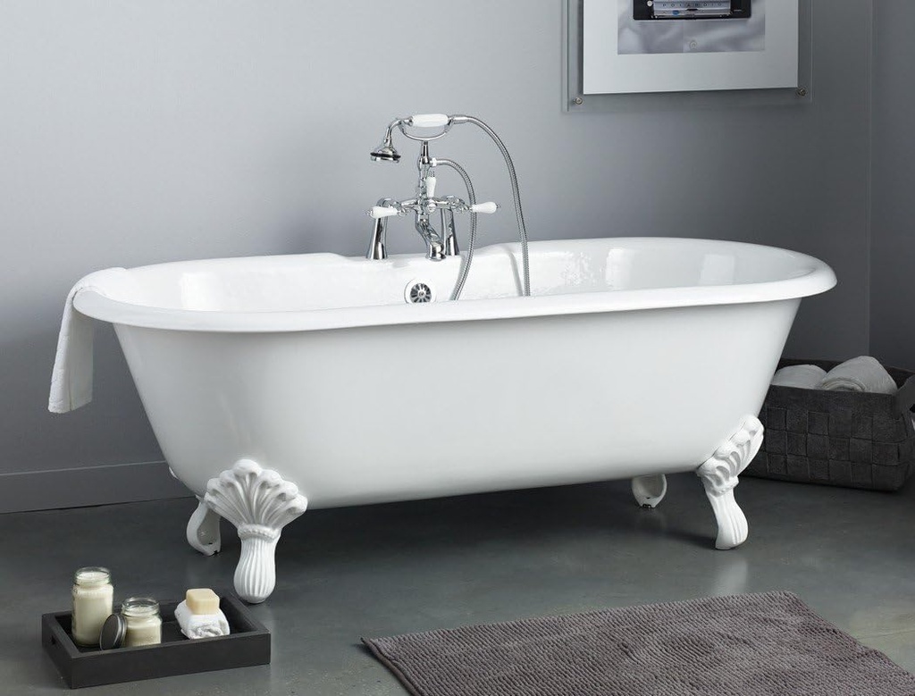 Cheviot 2170-WW-6-CH Products Regal Cast Iron Bathtub with Shaughnessy Feet 6" Drilling, 24" x 68" x 31", Chrome