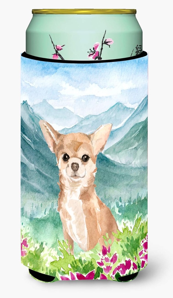 Caroline's Treasures CK1983TBC Mountian Flowers Chihuahua Tall Boy Hugger Can Cooler Sleeve Hugger Machine Washable Drink Sleeve Hugger Collapsible Insulator Beverage Insulated Holder