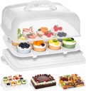 VGOODALL Cake Carrier, 12 Capacity Large Cupcake Holder, 3-in-1 Rectangular Cake Containers for Pies Muffin Candies Fruits Snacks, Dessert Storage Box for Parties, Picnics, Baking(14×10.8×5)