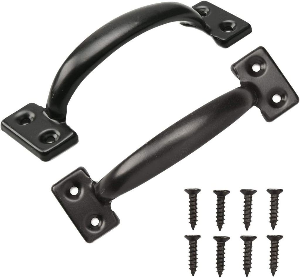 TamBee 2PCS 6-1/2 Inch Pulls Black Door Pull Handle Metal Kitchen Cabinets Furniture Wardrobe Medicine Handle in Black Door Hardware