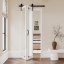 Full-Length HD Shatterproof Mirrored Bifold Barn Doors and Hardware Included, 36" x 84" Closet Bifold Sliding Barn Door with Good Privacy, Pre-Assembled MDF Panels Bi Fold Barn Door