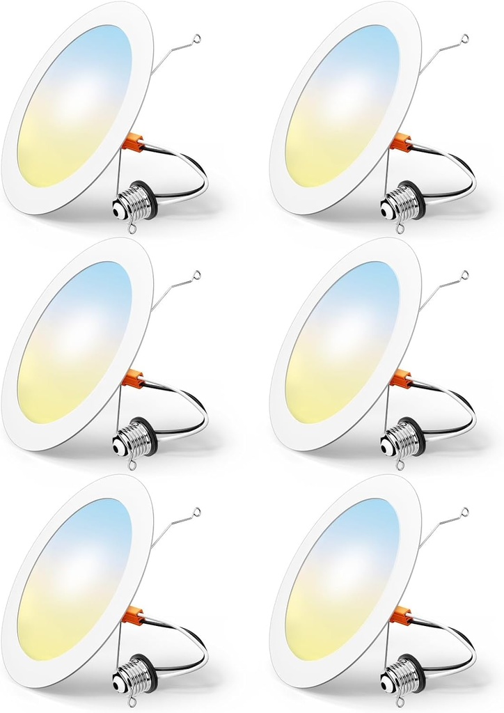 FREELICHT 6 Pack Retrofit LED Recessed Lighting 6 Inch, Selectable 2700K/3000K/4000K/5000K/6000K, Dimmable Flat LED Can Lights, 10W=110W, 1000LM, IC & Damp Rated, ETL & FCC, White