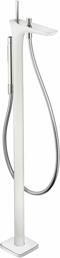 hansgrohe Avantgarde PuraVida 1-Handle 5-inch Wide Wall-Mounted Freestanding Bathtub Faucet with Handshower in White/Chrome, , 15477401