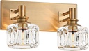 13.4" Bathroom Vanity Light Over Mirror Vintage Crystal Glass Vanity Light 2 Lights Brass Antique Bathroom Light Fixtures