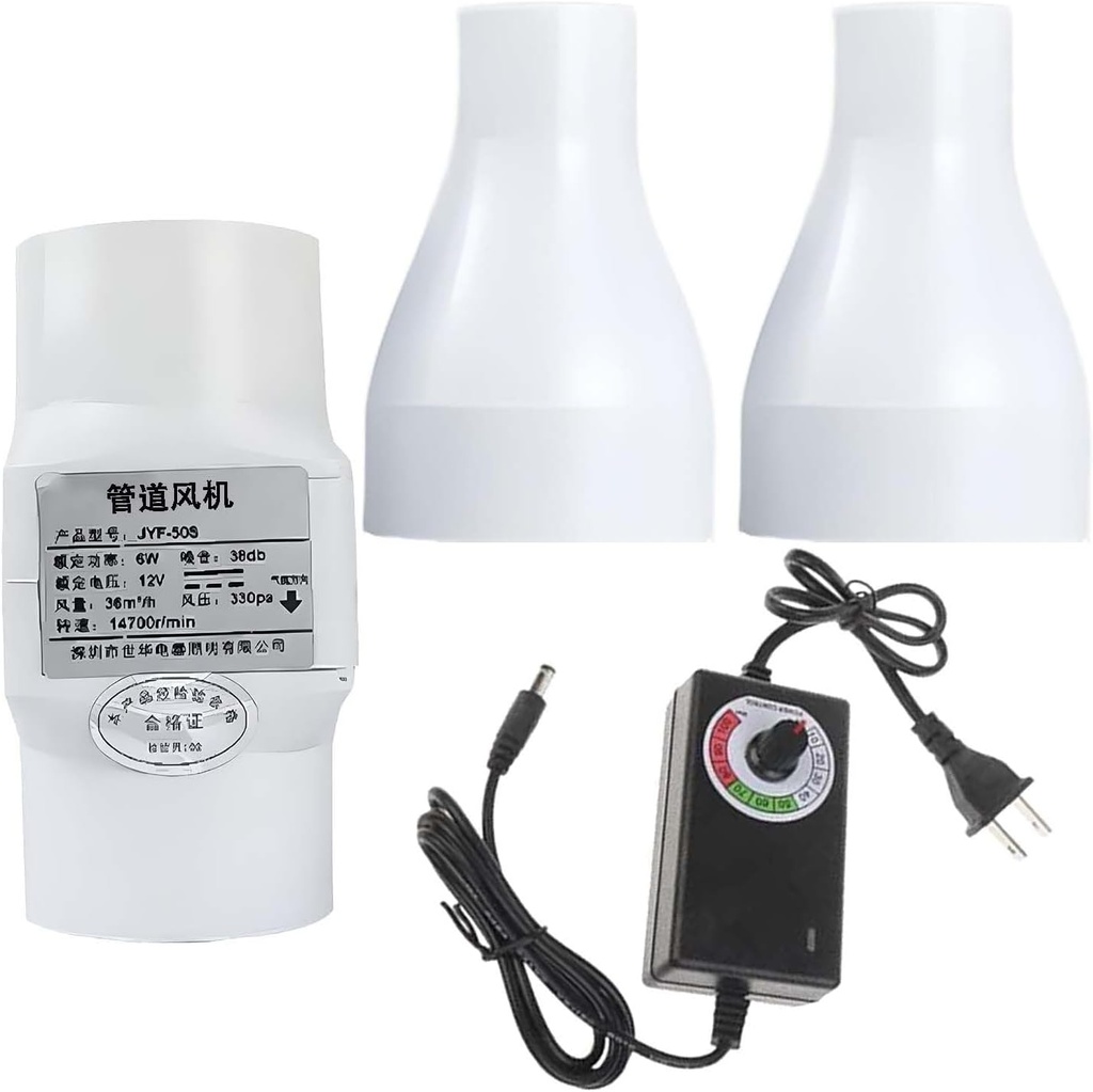 Inline Duct Fan, Room to Room Air Transfer 12v Exhaust Ventilation Fan, System for Garage Exhaust & Basement Ventilation(50 mm to 32 mm,Speed Governor)