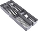 Kitchen Drawer Silverware Organizer, Adjustable Cutlery Organizer, Expandable Utensils Holder, Silverware Dividers Tray, Storage for Flatware, Large Drain Board (Gray,2 Sets)