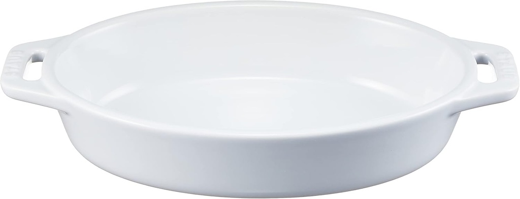 Staub Oval Dish, White, 6.7 inches (17 cm), Ceramic Au Gratin Dish, Oven and Microwave Safe