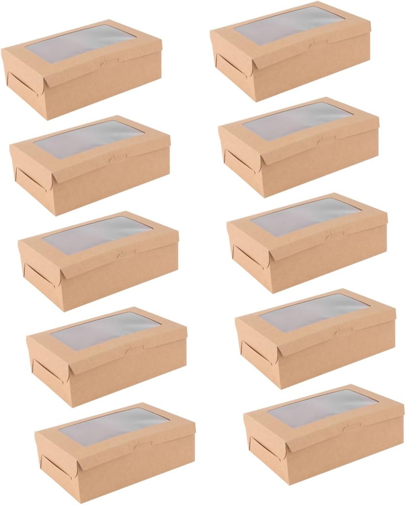 10pcs Kraft Paper Cupcake Box with Insert Cavity Windowed Containers for and Secure Transport of Standard Jumbo for Home Bakery Use