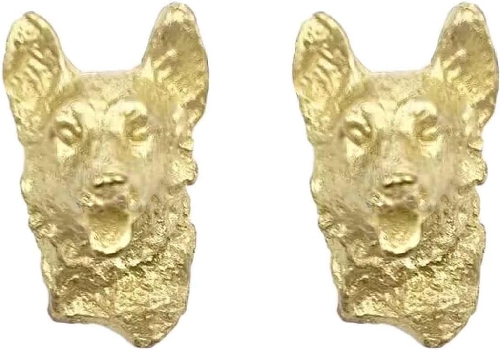 AUPKROT JSBWSFA 2PCS Solid Brass Creative Gold Animal Knob, Gold Dresser Knobs Drawer Knobs Vintage Unique Cabinet Knobs for Door Cabinet Drawer Art Deco Furniture (Wolf Dog)