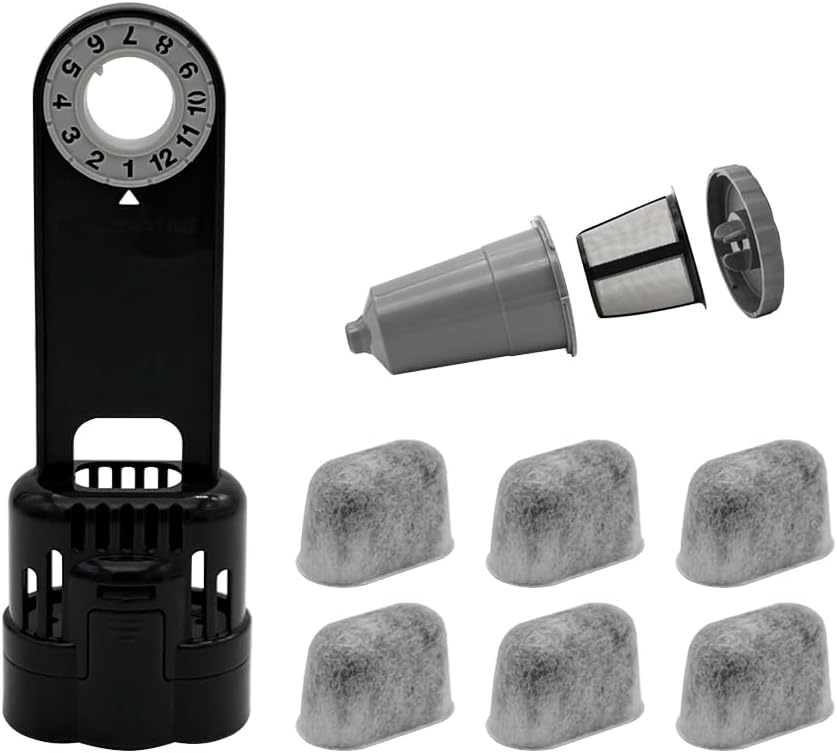 Replacement Starter Kit Combo, with 6 Charcoal Water Filters and 1 set of Coffee Filter, compatible with Keurig 1.0 K Classic Coffee Makers