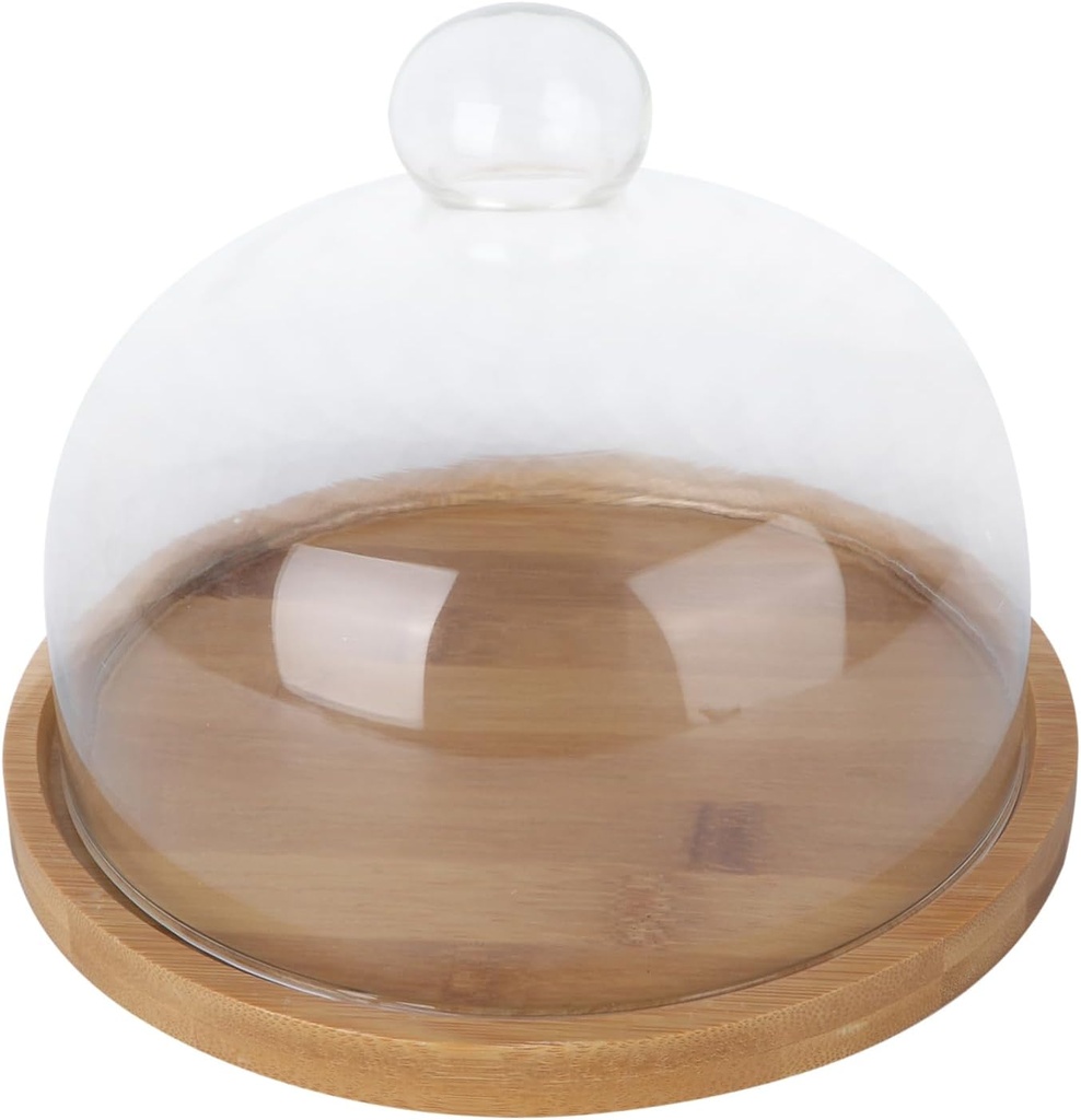 LIFKOME 20cm Food-Grade Glass Cake Cover Base Portable Dessert Carrier for Transporting Cakes Cupcakes and Pies Stylish European Design