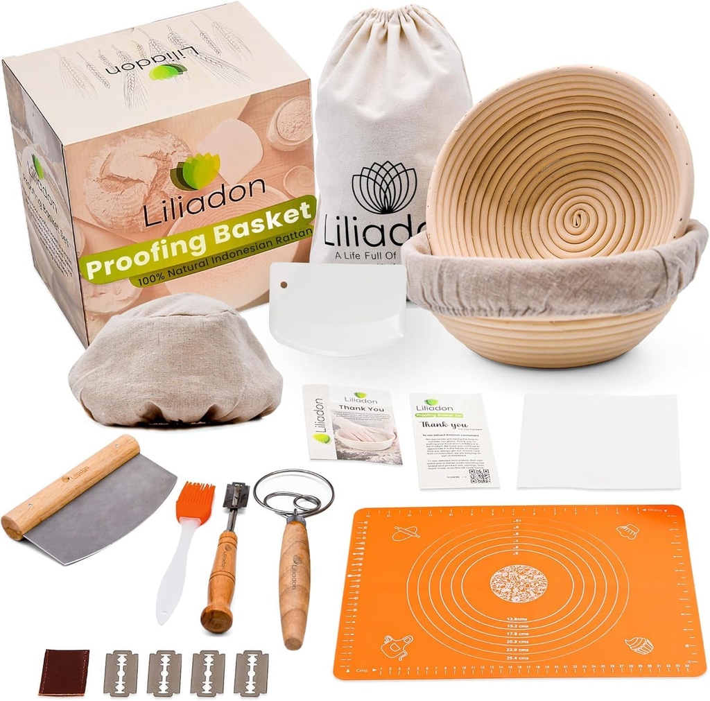 Sourdough Starter Kit - Bread Proofing Basket Set - Baking Accessories - Gift Set