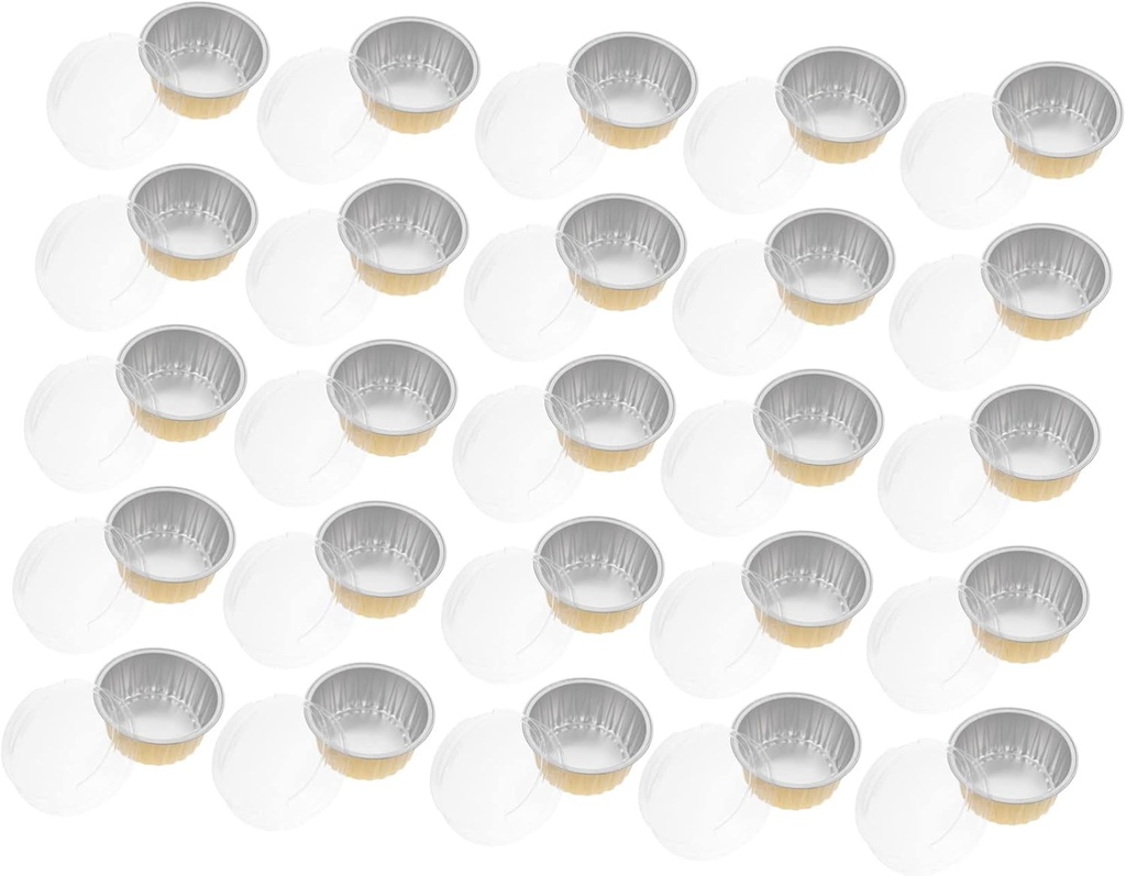 PRETYZOOM 25pcs Aluminum Foil Ice Cream Cups with Lids for Desserts Mango Durian Cake Packaging Suitable for Parties and Events