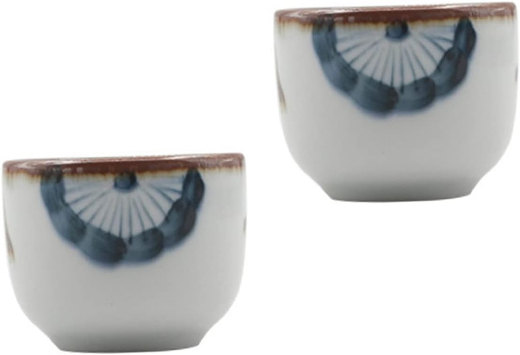 PRETYZOOM 2Pcs Japanese Style Glazed Sake Cups with Elegant Floral Design for Home Entertaining for Sake Tea and Spirits Drinkware