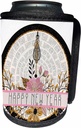 Can Cooler Bottle Wrap - Happy New Year Clock Striking Midnight and Pink Floral All Holiday Greetings