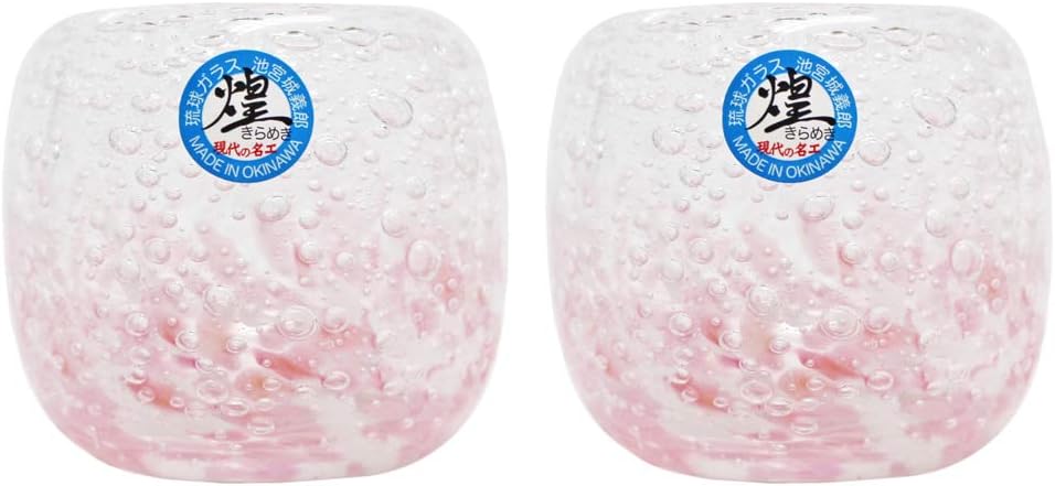 煌工房 Kirakoubou Goui Cup (Pink) φ4 cm Diameter of Bubbles, 2 Pieces