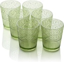 Certified International Victoria Green Set of 6 Premium Acrylic DOF Glass 16 oz – Unbreakable Drinkware with Elegant Embossed Design, Perfect for Indoor & Outdoor Use
