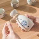 Sake Set Tea Pots, Japanese Sake Set, 5 Piece Sake Cup Set, Blue Wave Texture Ceramic Cups, Quaint Crafts Wine Glasses, for Cold/Warm/Shochu