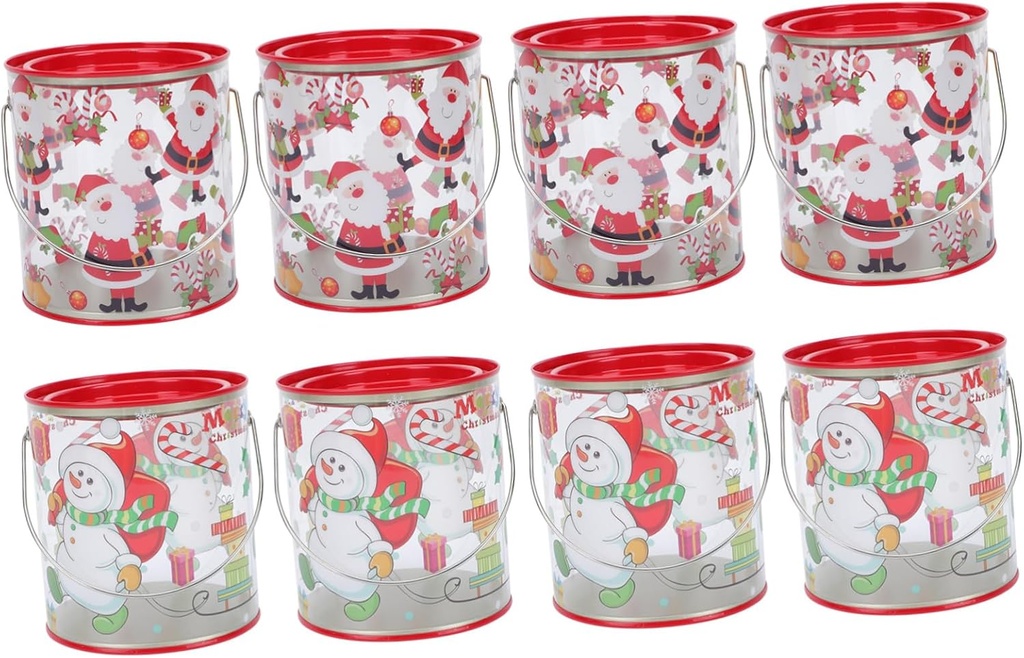 Zerodeko 8pcs Christmas Themed Sealed Candy Packing Canister Tinplate Lid Decorative Jar for and Food Storage for Festive Gifting and Party Use Random Style