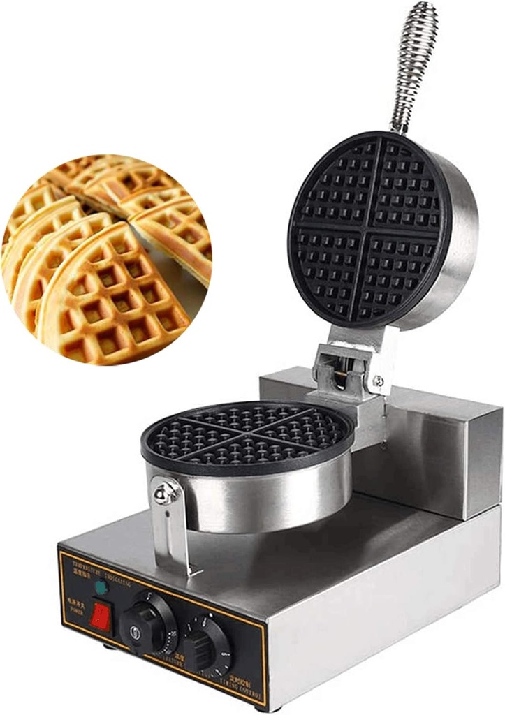 Commercial Waffle Maker Machine Belgian Waffle Maker 1200W Electric Muffin Machine Waffle Iron Nonstick Stainless Steel Temperature and Time Control 110V Suitable for Restaurant Snack Bar Family