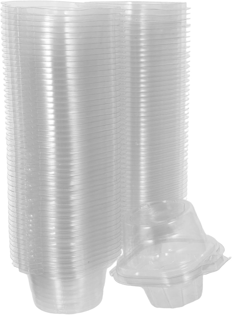 Luxshiny 50pcs Single Cupcake Holder: Individual Clear Cupcake Container with Lid for Cake Transport Storage Display - Plastic Cake Carrier for Bakery